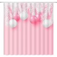 thumbnail image 1 of Pink Christmas Ball Shower Curtain White Pine Leaf Merry Christmas Winter Holiday Fashion Girl Xmas Happy New Year Home Decor Bathroom Fabric Set with Hooks(84" Wx70 H), 1 of 1