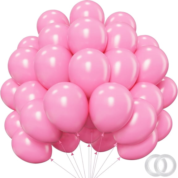 Pink Christmas Balloons - Latex Round Matte Pink Balloons with Ribbons for Birthday Wedding Anniversary Party Decorations