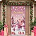 thumbnail image 1 of Pink Christmas Banner Snowman Pattern Winter Backdrop Gift Box Design Gold Stars Holiday Background for Christmas Party Home Decoration Winter Celebration, 1 of 9