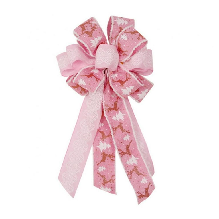 Pink Christmas Bows Decorations, 11 inchx 21.2 inch Large Christmas Tree Topper Bow for Xmas Home Decor, Size: 11 x 21.2