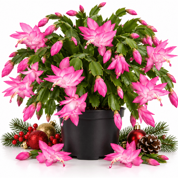 Pink Christmas Cactus Live Plants, Holiday Cactus Plants Schlumbergera Flower Plants for Indoor Outdoor 4 to 6 Inc Tall, 2 Plants Per Pot