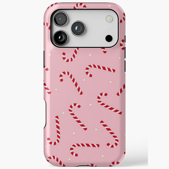 Pink Christmas Candy Canes Pattern Phone Case iPhone Case 17 11 12 13 14 15 16 Pro Max