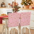 thumbnail image 1 of Pink Christmas Chair Covers Set of 6 Pine Trees Winter Gold Reindeer Chair Back Covers Stretch Removable Washable Slipcovers Protector for Dining Room Kitchen Party Decor, 1 of 5