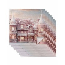 Pink Christmas Cloth Napkins Washable Set of 8, Xmas House Pink Winter Snowflake Reusable Dinner Table Napkins Cloth Bulk for Weddings Kitchen Restaurants Hotel Events Parties 20 x 20 Inch