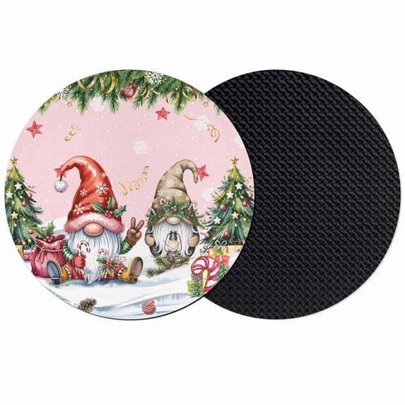 Pink Christmas Coasters Set of 2, Absorbent Coasters for Drinks, Gnomes Xmas Tree Snowflake Gifts Coaster for Desk Coffee Table Protection, Home Decor House Warming Gifts 4"
