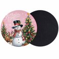 thumbnail image 1 of Pink Christmas Coasters Set of 2, Absorbent Coasters for Drinks, Snowman Xmas Tree Snowflake Gifts Elk Coaster for Desk Coffee Table Protection, Home Decor House Warming Gifts 4", 1 of 8