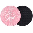 thumbnail image 1 of Pink Christmas Coasters Set of 2, Absorbent Coasters for Drinks, Winter Xmas White Snowflakes Texture Coaster for Desk Coffee Table Protection, Home Decor House Warming Gifts 4", 1 of 8