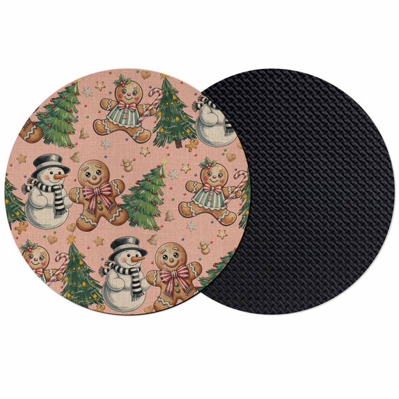 Pink Christmas Coasters Set of 2, Absorbent Coasters for Drinks, Xmas Tree Gingerbread Snowman Winter Coaster for Desk Coffee Table Protection, Home Decor House Warming Gifts 4"