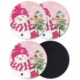 thumbnail image 1 of Pink Christmas Coasters Set of 4, Absorbent Coasters for Drinks, Winter Snowman Pine Tree Snowflakes Coaster for Desk Coffee Table Protection, Home Decor House Warming Gifts 4", 1 of 8