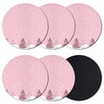 thumbnail image 1 of Pink Christmas Coasters Set of 6, Absorbent Coasters for Drinks, Winter Snowman Pine Tree Snow Scene Coaster for Desk Coffee Table Protection, Home Decor House Warming Gifts 4", 1 of 8