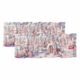 thumbnail image 1 of Pink Christmas Curtain Valances for Windows, Kitchen Valance Window Treatments Panel 2 Pack, Blue Sky Xmas Tree Snowflake Rod Pocket Short Curtains for Bathroom Bedroom 42 x 12 Inch, 1 of 8