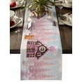 thumbnail image 1 of Pink Christmas Dresser Scarf Farmhouse, Dining Table Decorations for Wedding/Parties, Xmas Farmhouse Tree Blue Sky Snowflake Table Runner 108 Inches Long for Kitchen Dining, 13 x 108 In, 1 of 9