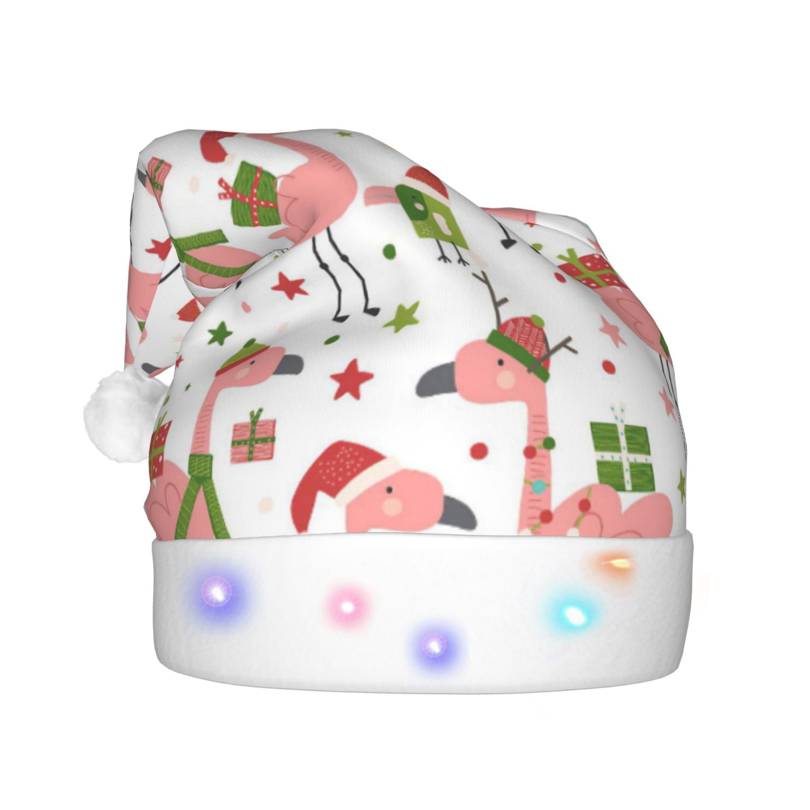 Pink Christmas Flamingos Santa Hat LED Christmas Hat Light Up Santa