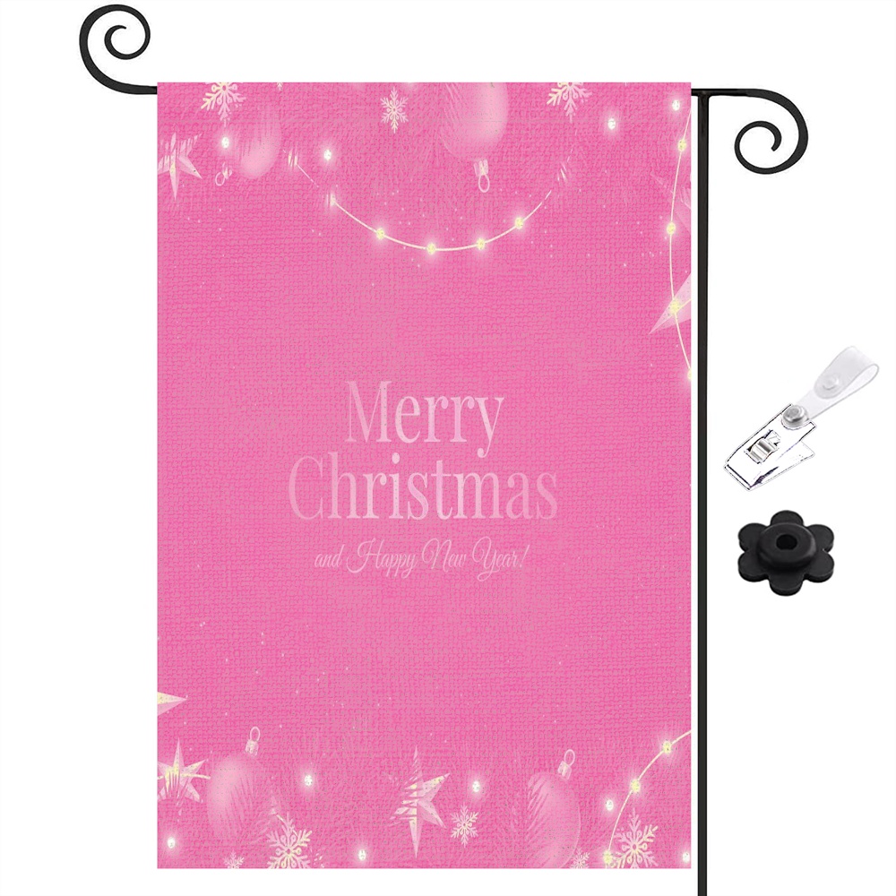 Pink Christmas Garden Flag Double Sided Vertical,Burlap Yard Flag