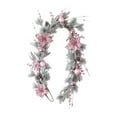 thumbnail image 1 of Pink Christmas Garland 5.9 FT with Magnolia Flowers, Flocked Artificial Swag for Mantle Decor, Pink White Christmas Decorations for Indoor Outdoor Holiday Home Party Decor, 1 of 5