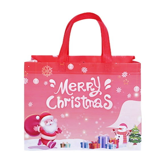 Pink Holiday Gift Bag For Christmas With Handles For Easy Transport Non-Woven Material With Festive Patterns For Gifting