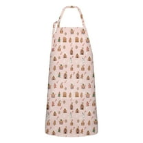 Pink Christmas Gingerbread House Apron-Garden Aprons for Women with Pockets-Cotton Linen Waterproof Kitchen Cooking Gardening Aprons Adjustable for Kitchen,Cooking,BBQ and Salon 32"x27"