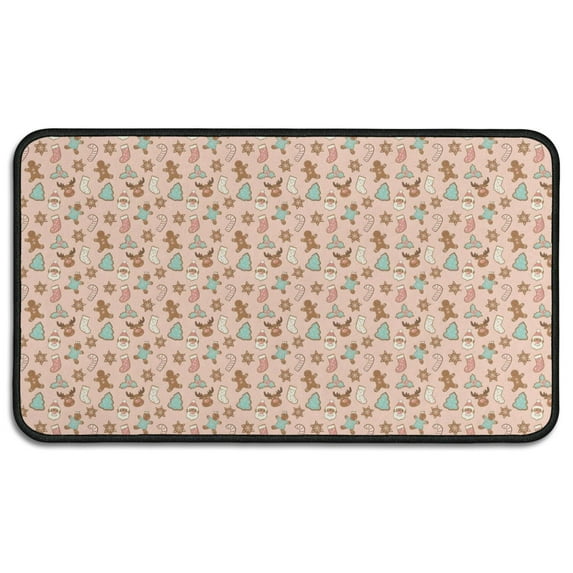 Pink Christmas Gingerbread and Tree Pattern Door Rugs,Washable Non Slip Door Mats Indoor,Decorative Door Mats,Entry Mat Indoor for Entrance,Bedroom,Kitchen,Bathroom,30"x17"