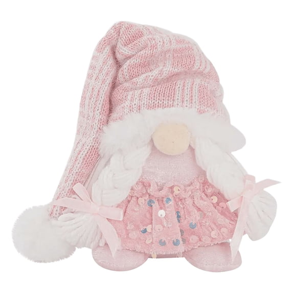 Pink Christmas Gnome Swedish Handmade Plush Gnomes Christmas Tree Gnome with Sequins Knitted Hat Home Holiday Ornaments Adorable Lucky Valentine Thanks Giving Day Xmas Gift Stuffed Gnomes