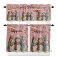 thumbnail image 1 of Pink Christmas Kitchen Curtains and Valances Set, Snowman Socks Candy Rod Pocket Window Valance 18 Inch Window Curtain Panels for Living Room Bedroom Laundry, 27.5x24in, 3 Pieces, 1 of 7