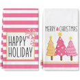 thumbnail image 1 of Pink Christmas Kitchen Towel Xmas Tree Happy Holiday Dish Towel 18 x 26 Inch Seasonal Hand Drying Tea Towel for Winter Cooking Baking Cleaning Wiping, 2 Pack, 1 of 6