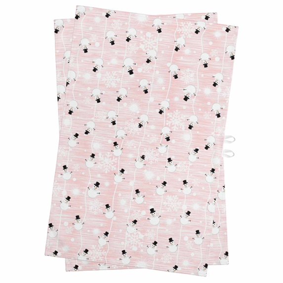 Pink Christmas Kitchen Towels Set of 2, Water Absorbent Dish Towel, Xmas Snowflake Snowman Decorative Hand Towels - Quick Drying Cloth for Cooking Baking, 18x28 Inch