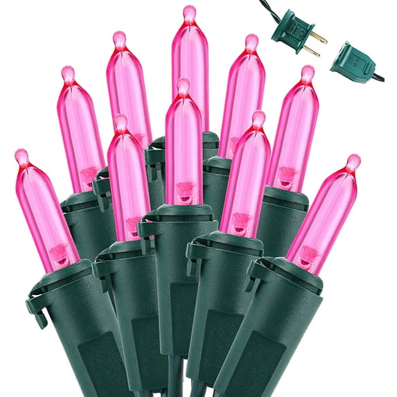 Pink Christmas Lights, 33ft 100 LED String Lights, Decorative Xmas Tree Light 120V UL Certified Connectable Christmas String Light Pink Mini Lighting for Indoor & Outdoor Wedding Room Party