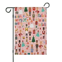Pink Christmas Nutcracker Pattern Fall Garden Flags 12.5"x18" Double Side,Small Yard Flags for Outside,Outdoor Fall Decor,Autumn Funny Garden Flag Yard Decoration