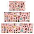 thumbnail image 1 of Pink Christmas Nutcracker Pattern Kitchen Rugs Sets Of 3,Kitchen Runner Rugs Non Skid Washable,Decorative Kitchen Floor Mats for Kitchen,Sink,Laundry,17"x30"+ 17"x47" + 17"x59", 1 of 6