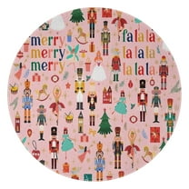 Pink Christmas Nutcracker Pattern Round Blanket,Comfortable Soft Flannel Throw Blanket,All Season,Warm Lightweight Blankets for Sofa Bed Couch Living Room Chair 47"x47"