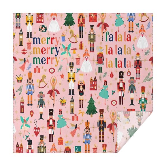 Pink Christmas Nutcracker Pattern Square Tablecloth,Waterproof Square Table Cover,Wipeable Spillproof Washable Table Cover for Home Kitchen Party Decor 52"x52"(132x132cm)