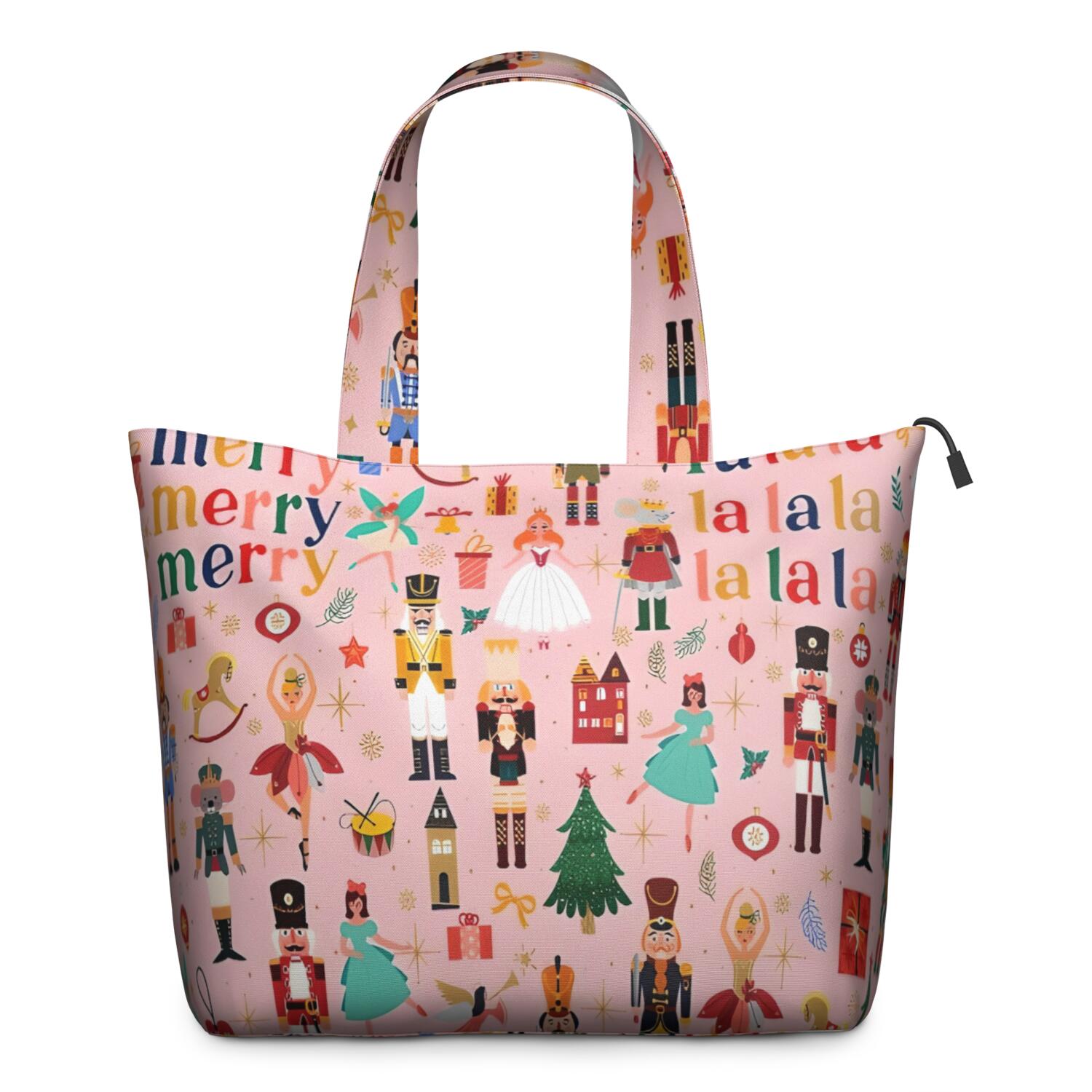 Pink Christmas Nutcracker Pattern Travel Tote Bags for Women Carry On,Large Weekender Bags for Women Travel,Multi Functional Duffle Bag for Work,Shopping,Sports