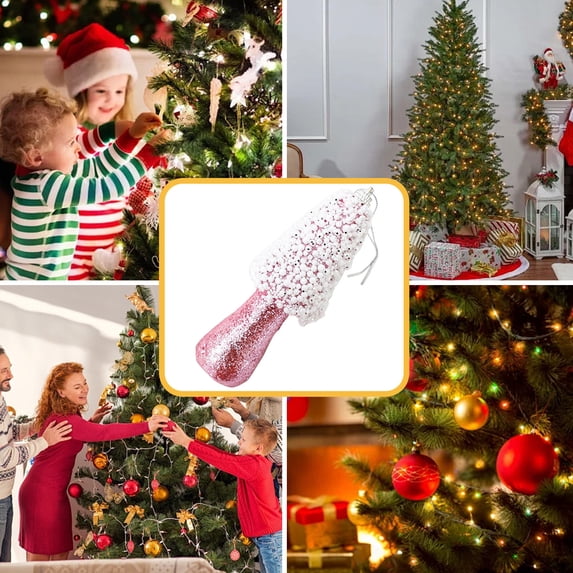Pink Christmas Ornament Foam Hanging Decor, Diy Tree Decoration with Loop for Wreaths Garlands and Holiday Displays