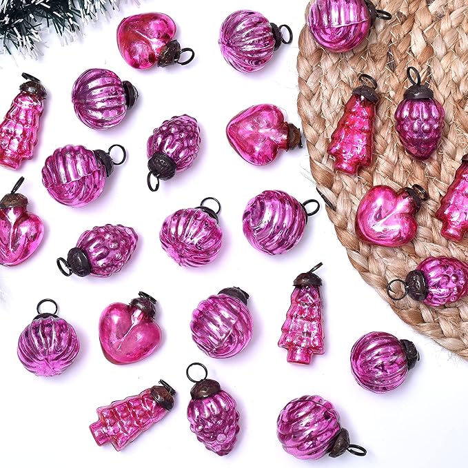 Pink Christmas Ornaments 25 Piece Glass Christmas Ornaments Pink