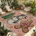 thumbnail image 1 of Pink Christmas Outdoor Rug for Patio/Deck/Porch, Non-Slip Large Area Rug 4 x 6 Ft, Xmas Tree Gingerbread Snowman Winter Indoor Outdoor Rugs Washable Area Rugs, Reversible Camping Rug Carpet Runner, 1 of 8