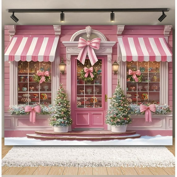 Pink Christmas Photography Backdrop Fireplace Gift Christmas Tree Wreath Snowman Kid Family Portrait Xmas Photo Background r
