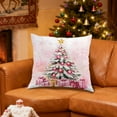 thumbnail image 1 of Pink Christmas Pillowcase, Santa Claus Snowman Tree Print Cushion Cover, Soft Linen Decorative Pillow Case for Sofa Bedroom Living Room Home Holiday Decoration, Pink, 1pcs, 1 of 6
