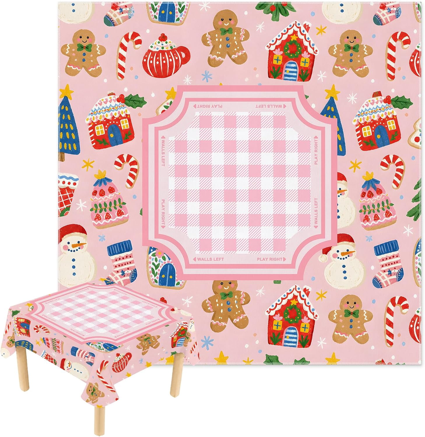 Pink Christmas Plaid Mahjong Tablecloth Square 55 Inch - Walmart.com