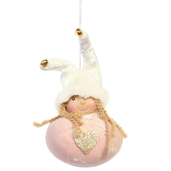 Pink Christmas Plush Doll Ornament, Kids Lovely Figure For Tree Decoration, Festive Holiday Home Decor Gift