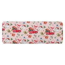 Pink Christmas Red Truck and Snowman Pattern Kitchen Rug Mat,Kitchen Runner Rugs Non Skid Washable,Decorative Kitchen Floor Mats for Kitchen,Sink,Laundry,17"x47.2"