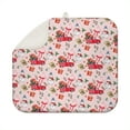 thumbnail image 1 of Pink Christmas Red Truck and Snowman Pattern Dish Drying Mat for Kitchen 1 Pack, Ultra Absorbent Microfiber Dishes Drainer Mats,16x18in(41x46cm), 1 of 6