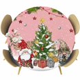 thumbnail image 1 of Pink Christmas Round Tablecloth, Fitted Table Cover with Elastic for 45"-54" Round Tables, Gnomes Xmas Tree Snowflake Winter Gifts Table Cloth Outdoor Indoor Dinning Party Waterproof Tablecloths, 1 of 7