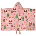 thumbnail image 1 of Pink Christmas Santa Pattern Hooded Bath Towel，60"x35" for Ages 3 To 12 Kids, Quick Dry Lightweight Soft Microfiber Hood Beach Towel Cover Up for Kids, 1 of 7