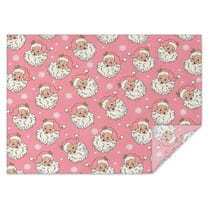 Pink Christmas Santa Pattern Rectangle Tablecloth 60"x84",Waterproof Polyester Rectangle Table Cloth, Wipeable Spillproof Polyester Tablecloth for Dining, Camping, Indoor and Outdoor