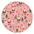 thumbnail image 1 of Pink Christmas Santa Pattern Round Fitted Tablecloth with Elastic Edge,Dining Table Cover Waterproof,Outdoor Round Tablecloth for Camping,Dining,Indoor and Outdoor, 1 of 7