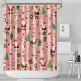 thumbnail image 1 of Pink Christmas Santa Pattern Shower Curtain 72"x84" ,Bathroom Decorative Shower Curtains Set with 12 Hooks,Modern Waterproof Washable Shower Curtain, 1 of 6