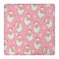 thumbnail image 1 of Pink Christmas Santa Pattern Square Fitted Tablecloth with Elastic Edge,Square Table Cover,Washable Elastic Table Cover for Home Kitchen Party Decor 36"x36", 1 of 6