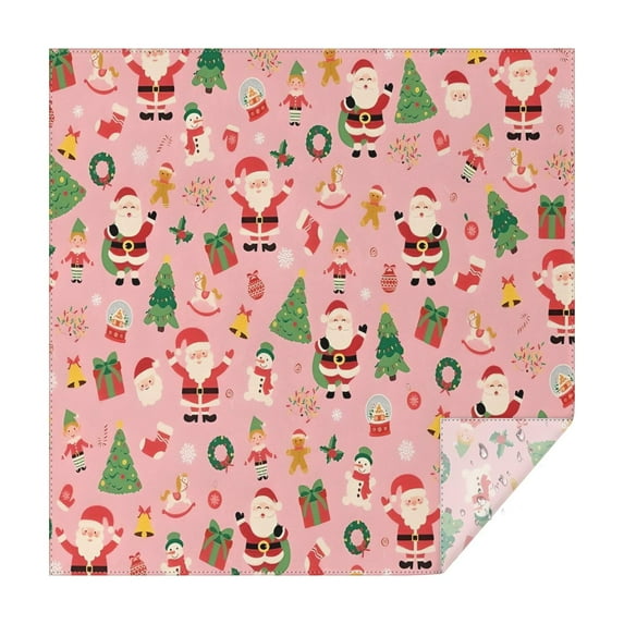 Pink Christmas Santa Pattern Square Tablecloth,Waterproof Square Table Cover,Wipeable Spillproof Washable Table Cover for Home Kitchen Party Decor 42"X42"(107x107cm)