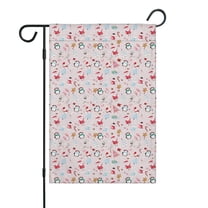Pink Christmas Santa and Penguin Pattern Fall Garden Flags 12.5"x18" Double Side,Small Yard Flags for Outside,Outdoor Fall Decor,Autumn Funny Garden Flag Yard Decoration