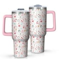 thumbnail image 1 of Pink Christmas Santa and Penguin Pattern Tumbler with Handle and Lid,40oz Double Wall Vacuum Insulated Tumbler,Cups Gift for Women and Men, 1 of 7